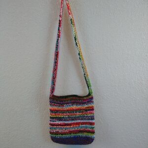Crochet multi colored crossbody bag